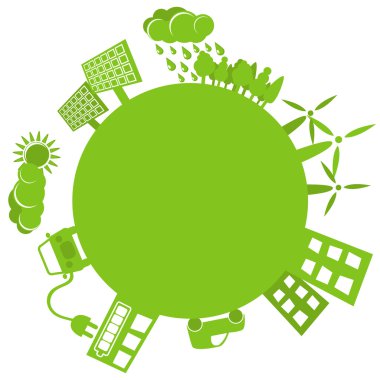 Green planet simple logo clipart