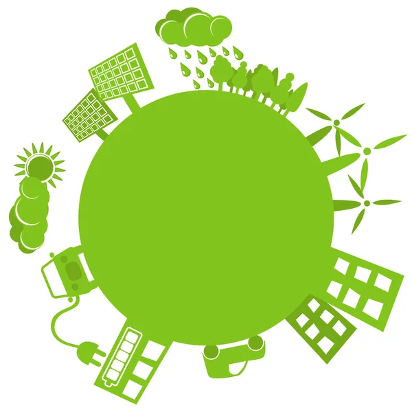 Zöld bolygó egyszerű logó — Stock Vector