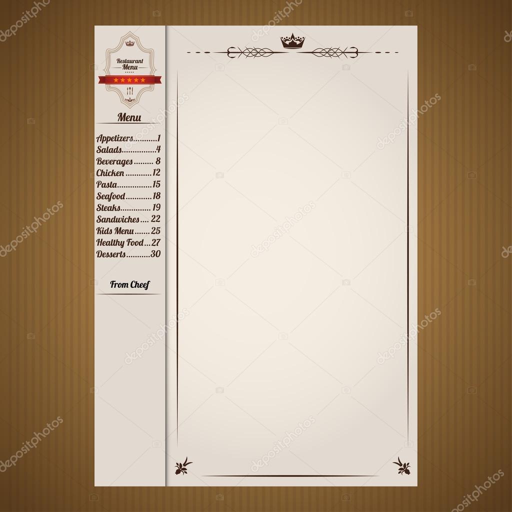 Restaurant menu page template Stock Vector Image by ©ikonstudios Regarding Empty Menu Template