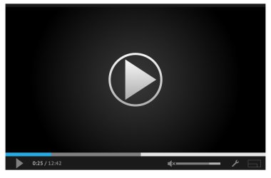 Simple online video player for web in dark colors clipart