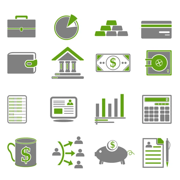 Finance, Business Green Icons — Stock Vector