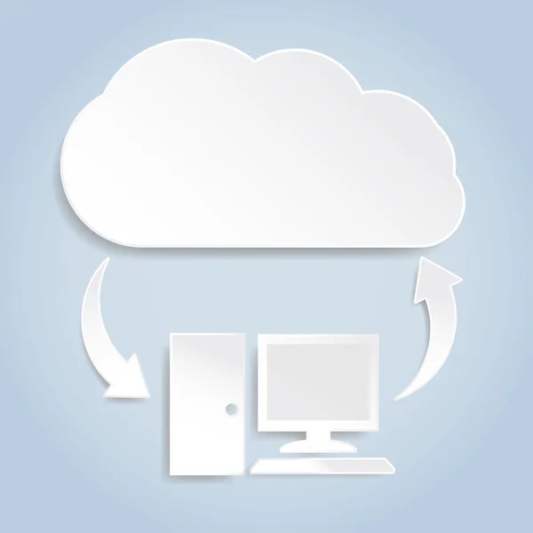 Χαρτί σύννεφο υπολογιστών έννοια — Διανυσματικό Αρχείο