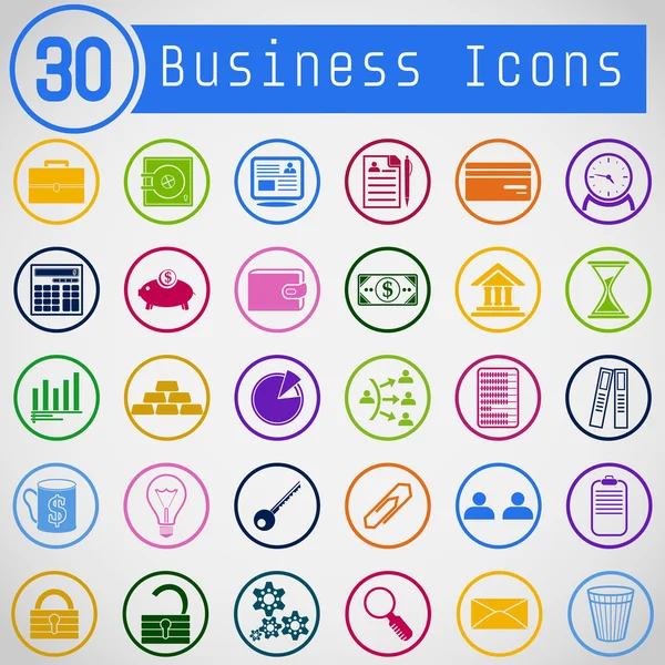 Conjunto de iconos redondos simples del negocio — Vector de stock