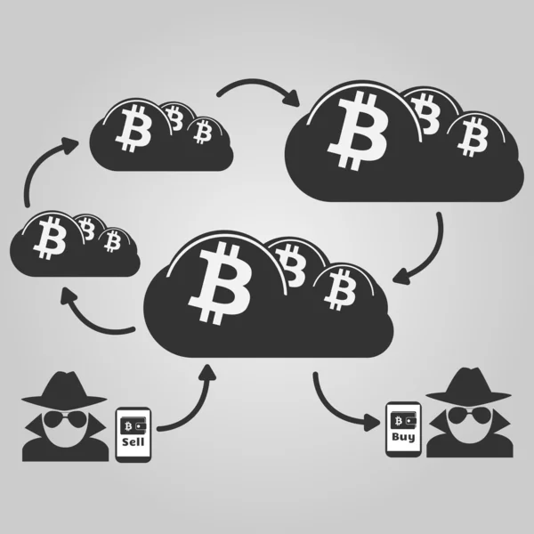 Bitcoin хмара обігу — стоковий вектор