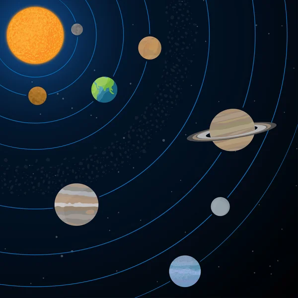 Ilustração realista do sistema solar — Vetor de Stock