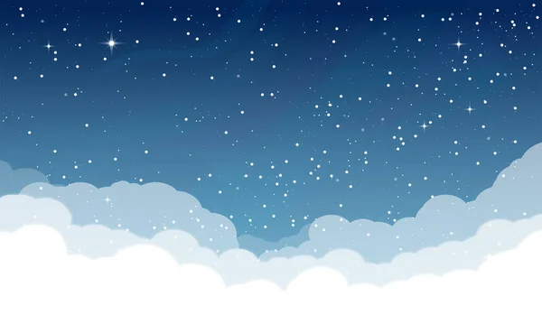 Ciel Étoilé Avec Nuages Ciel Nocturne Sombre Avec Étoiles Blanches — Image vectorielle