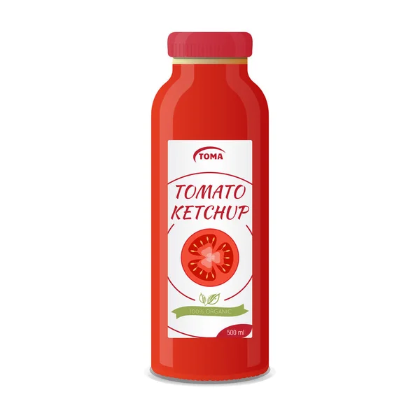 Botella de ketchup de tomate — Vector de stock