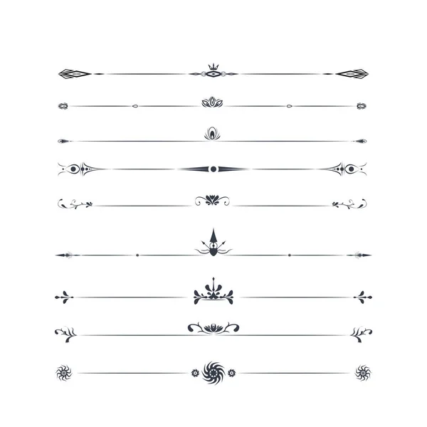 Sæt Side Dividers Ornament Elementer Grænse Linje Ramme Til Dekoration – Stock-vektor