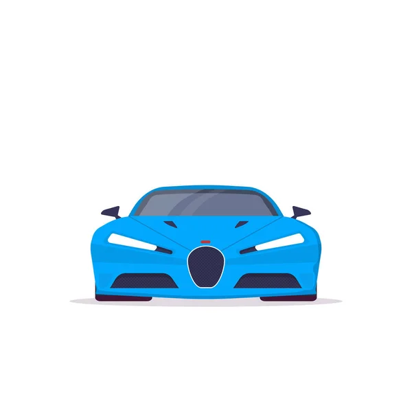 Front View Blue Sport Super Car Flat Style Vector Illustration — Stock Vector