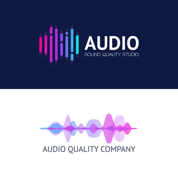 Logotipo Leitor Áudio Musical Logotipo Onda Sonora Equalizador Gradiente Rosa —  Vetores de Stock