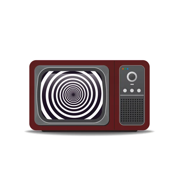 Vieux Vintage Set Cercle Hypnose Propagande Sur Écran Télévision Réaliste — Image vectorielle