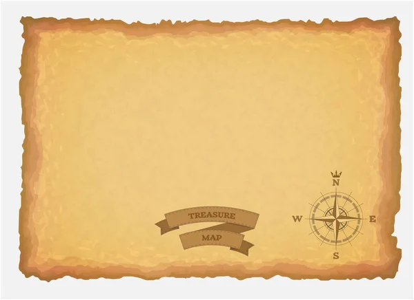 Map Template Wind Rose Text Banner Ribbon Old Brown Paper — Stock Vector