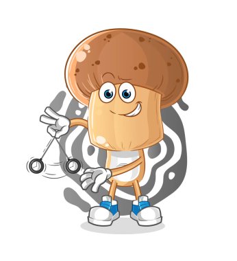 Mantar kafası hipnotize ediyor. çizgi film maskotu vektörü