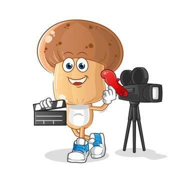 Mantar kafalı, çizgi film yönetmeni maskotu. çizgi film vektörü