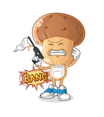 Mantar başlı çizgi film uyarı maskotu. çizgi film vektörü