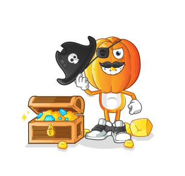 Yıldız Meyve Kafa karikatür korsanı ve hazine maskotu. çizgi film vektörü