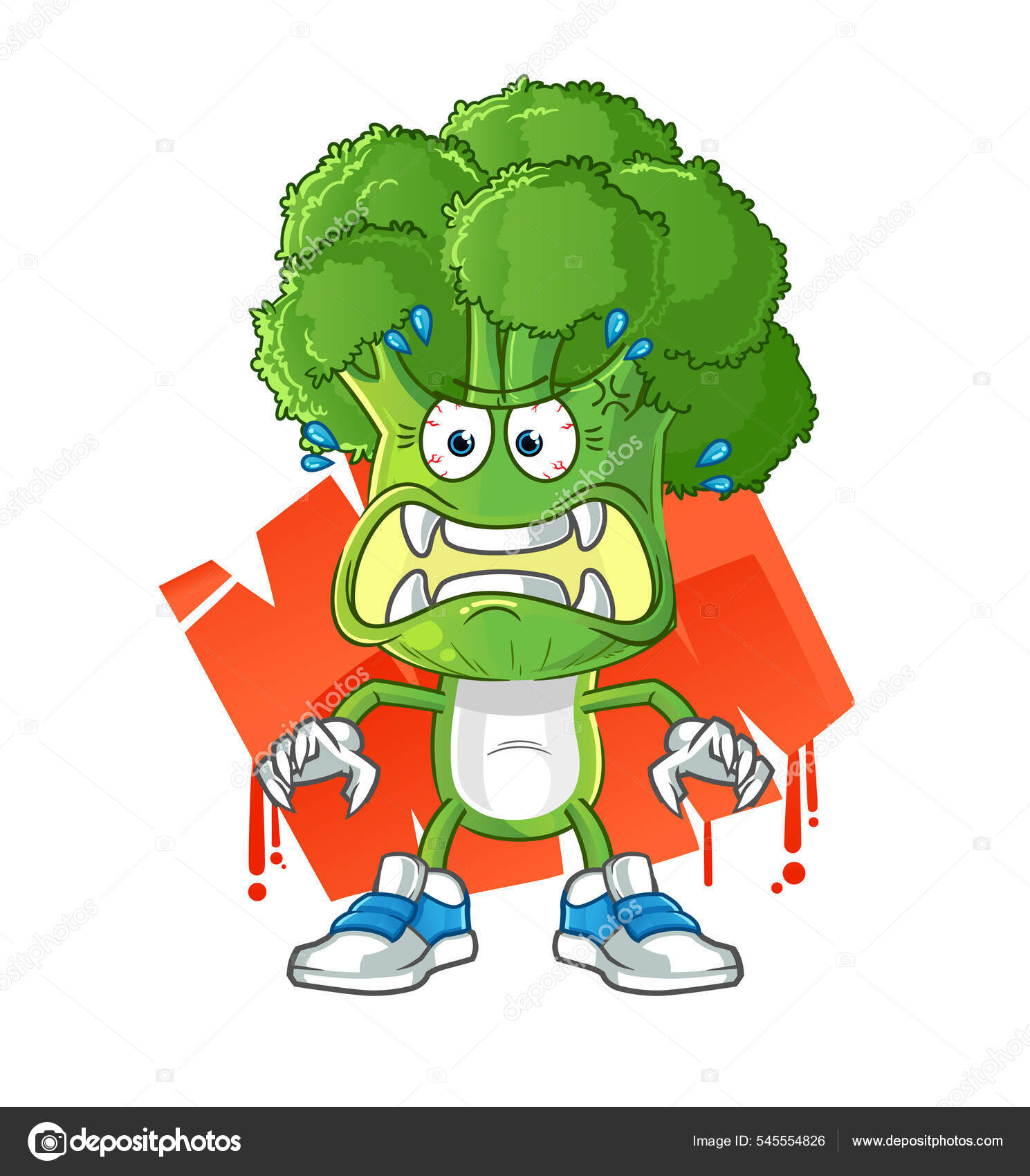 Broccoli Head Cartoon Monster Vector Cartoon Character Stock Vector by