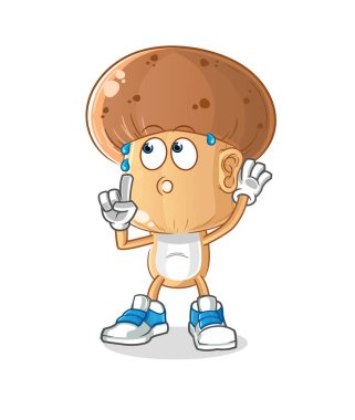 Mantar başlı karikatür dinleme vektörü. çizgi film karakteri