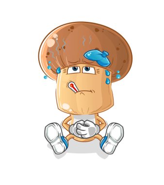 Mantar kafalı hasta vektör. çizgi film karakteri