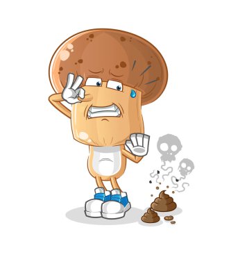 Kokuşmuş atık resimli mantar kafası çizgi filmi. karakter vektörü