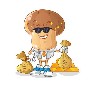 Mantar kafalı zengin çizgi film karakteri. çizgi film maskotu vektörü