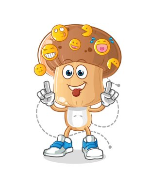 Mantar kafası çizgi film karakteri gülüşü ve alay karakteri. çizgi film vektörü