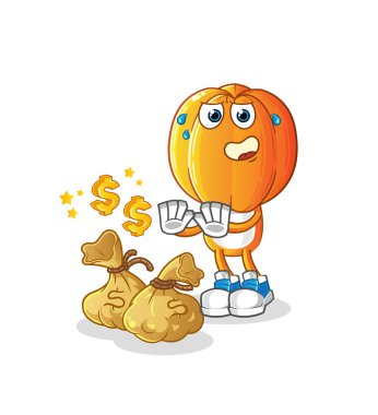 Yıldız Meyve Kafa çizgi filmi para illüstrasyonunu reddetti. karakter vektörü