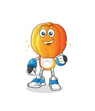 Yıldız meyveli çizgi film karakteri robot karakter. çizgi film maskotu vektörü