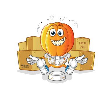 Yıldız meyve kafalı evsiz çizgi film karakteri. çizgi film maskotu vektörü