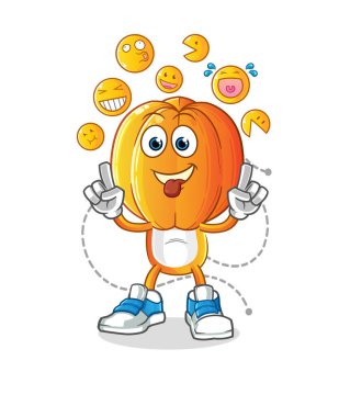 Yıldız meyve kafalı çizgi film karakteri gülüyor ve alay ediyor. çizgi film vektörü