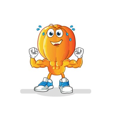 Yıldız meyveli çizgi film kaslı. çizgi film maskotu vektörü