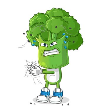 Brokoli kafalı çizgi film karakteri. çizgi film vektörü