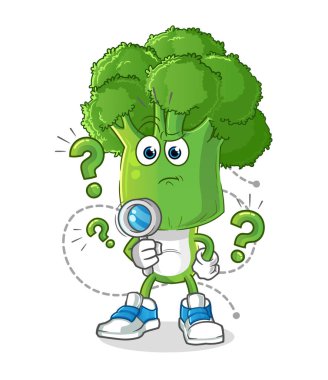 Brokoli kafalı çizgi film çizimi. karakter vektörü