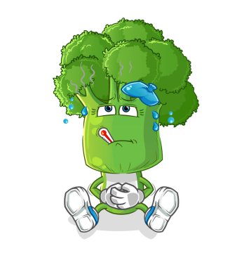 Brokoli kafalı hasta vektör. çizgi film karakteri