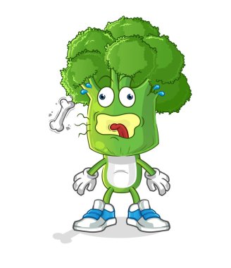 Brokoli kafalı çizgi film geğirti maskotu. çizgi film vektörü