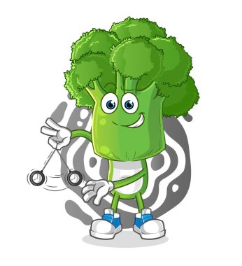 Brokoli kafa çizgi film hipnotize ediyor. çizgi film maskotu vektörü