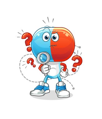 Kapsül kafalı çizgi film çizimi. karakter vektörü