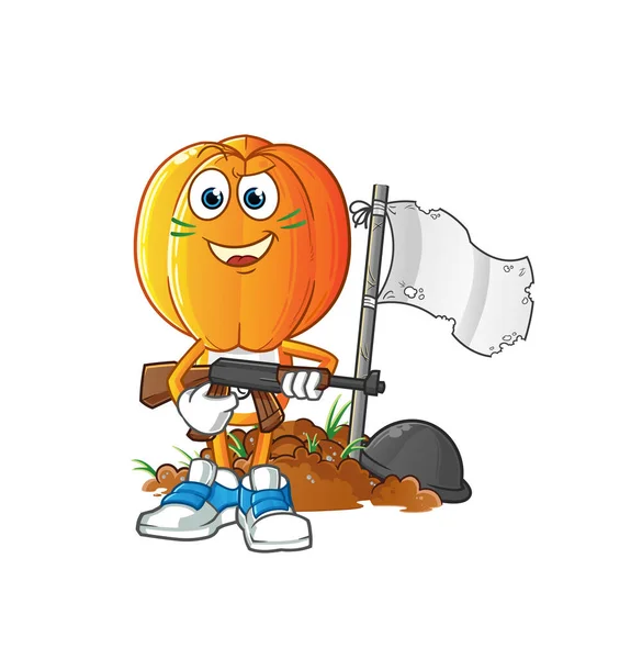 Estrela Fruta Cabeça Desenho Animado Personagem Exército Vetor Mascote Desenhos — Vetor de Stock