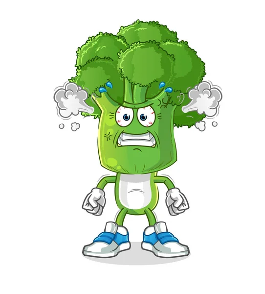 Brócolis Cabeça Cartoon Mascote Muito Irritado Vector Dos Desenhos Animados —  Vetores de Stock