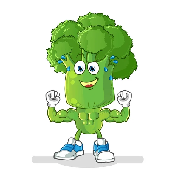 Broccoli Head Cartoon Muscular Cartoon Mascot Vector — Stock Vector