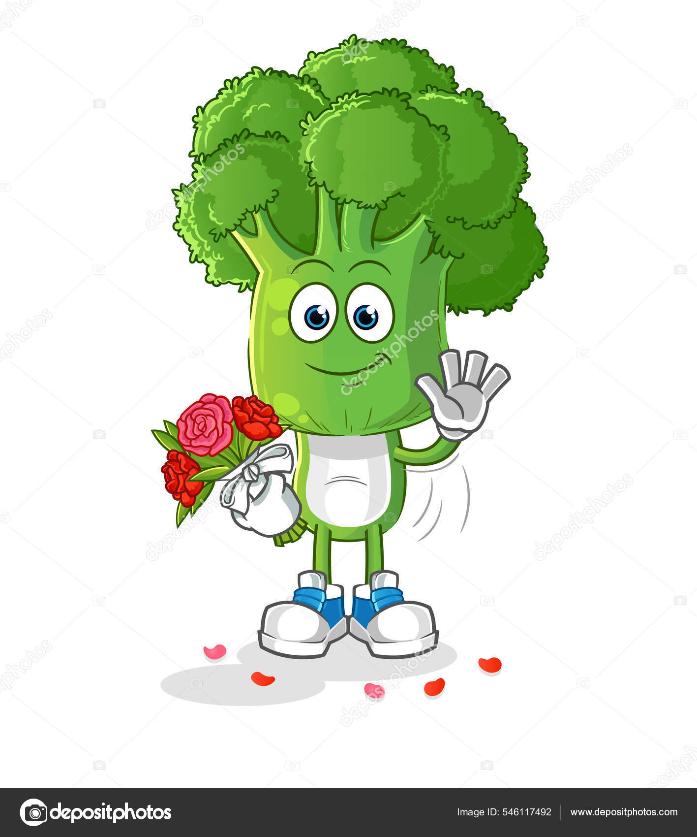 Broccoli Head Cartoon Bouquet Mascot Cartoon Vector Stock Vector Image