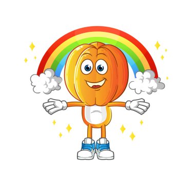 Gökkuşaklı bir yıldız meyve kafa çizgi filmi. çizgi film vektörü