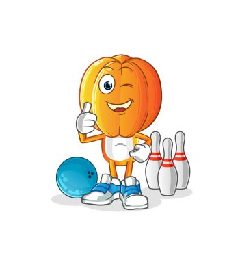 Yıldız Meyve Kafa çizgi filmi bowling illüstrasyonu oynuyor. karakter vektörü