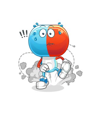 Kapsül kafalı karikatür çizimi. karakter vektörü