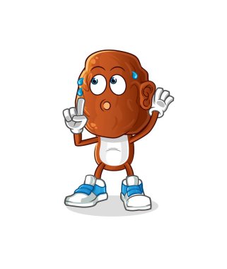 Meyve kafalı çizgi film karakteri kulak misafiri olma vektörü. çizgi film karakteri