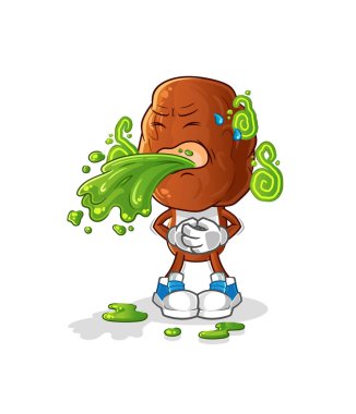 Meyve kafa çizgi filminin kusmuğu. çizgi film maskotu vektörü