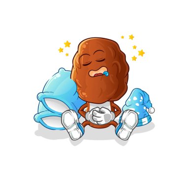 Meyve kafalı, uyuyan çizgi film karakteri. çizgi film maskotu vektörü