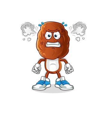 Meyve kafalı karikatür çok kızgın bir maskot. çizgi film vektörü