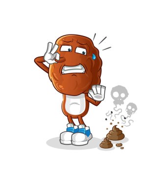 Kokuşmuş atık resimli meyve kafa karikatürü. karakter vektörü