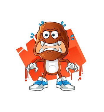 Meyve kafalı canavar vektörüyle çıkmak. çizgi film karakteri